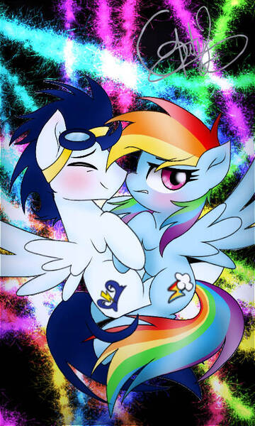 Size: 480x800 | Tagged: safe, artist:gabymc1503, ponerpics import, ponybooru import, rainbow dash, soarin', pegasus, pony, female, fireworks, image, jpeg, male, mare, shipping, soarindash, stallion, straight