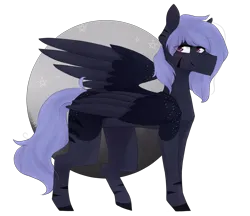 Size: 2154x1863 | Tagged: safe, artist:riressa, derpibooru import, oc, oc:esther skies, unofficial characters only, pegasus, pony, female, image, mare, moon, png, simple background, solo, transparent background
