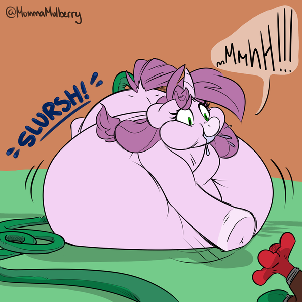 Size: 2000x2000 | Tagged: questionable, artist:mulberrytarthorse, artist:polofastter, derpibooru import, oc, oc:mulberry tart, unofficial characters only, pony, unicorn, anal insertion, belly, belly bed, belly expansion, belly inflation, big belly, enema, faucet, female, frog (hoof), growth, high res, horn, hose, huge belly, image, impossibly large belly, inflation, insertion, muffled words, png, puffy cheeks, reaching, signature, simple background, solo, squishy, stomach noise, underhoof, unicorn oc, water inflation