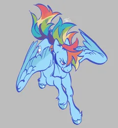 Size: 1851x2000 | Tagged: safe, artist:m0nztr0uzz, derpibooru import, rainbow dash, pegasus, pony, female, g4, gray background, image, mare, partially open wings, png, simple background, solo, wings