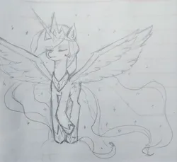 Size: 3123x2864 | Tagged: safe, artist:37240622, derpibooru import, princess celestia, pony, female, image, jpeg, lined paper, mare, pencil drawing, solo, traditional art
