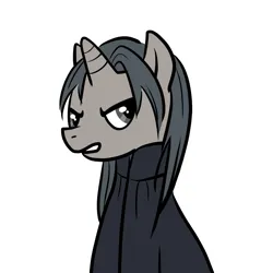 Size: 1280x1280 | Tagged: safe, artist:jasontoddismywife, derpibooru import, ponified, pony, unicorn, frown, harry potter (series), horn, image, png, severus snape, simple background, solo, white background