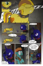 Size: 2024x3074 | Tagged: semi-grimdark, artist:bruinsbrony216, derpibooru import, oc, oc:honeycomb, unofficial characters only, earth pony, pony, unicorn, comic:fallout equestria: grounded, fallout equestria, comic, crying, horn, image, png, tears of pain, vulgar