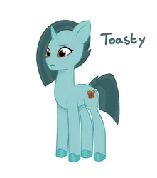 Size: 640x725 | Tagged: safe, artist:jazzhooves, derpibooru import, oc, oc:toasty, unofficial characters only, pony, unicorn, g5, my little pony: tell your tale, bread, female, food, horn, image, jpeg, simple background, solo, toast, unicorn oc, white background