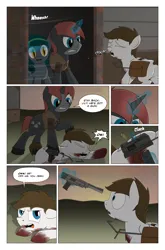 Size: 2024x3074 | Tagged: semi-grimdark, artist:bruinsbrony216, derpibooru import, oc, unofficial characters only, bat pony, pegasus, pony, unicorn, comic:fallout equestria: grounded, fallout equestria, comic, horn, image, png