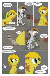Size: 2024x3074 | Tagged: safe, artist:bruinsbrony216, derpibooru import, oc, oc:honeycomb, unofficial characters only, earth pony, pony, zebra, comic:fallout equestria: grounded, fallout equestria, comic, female, image, mare, png