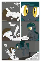 Size: 2024x3074 | Tagged: safe, artist:bruinsbrony216, derpibooru import, oc, unofficial characters only, bat pony, pegasus, pony, comic:fallout equestria: grounded, fallout equestria, comic, duo, female, image, male, png
