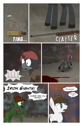 Size: 2024x3074 | Tagged: semi-grimdark, artist:bruinsbrony216, derpibooru import, oc, oc:iron sights, oc:patchwork, unofficial characters only, pegasus, pony, unicorn, comic:fallout equestria: grounded, fallout equestria, comic, horn, image, male, png
