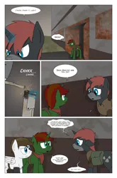Size: 2024x3074 | Tagged: safe, artist:bruinsbrony216, derpibooru import, oc, oc:iron sights, oc:patchwork, unofficial characters only, pegasus, pony, unicorn, comic:fallout equestria: grounded, fallout equestria, comic, horn, image, png
