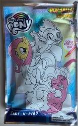 Size: 2493x4026 | Tagged: safe, derpibooru import, fluttershy, pinkie pie, spike, dragon, earth pony, pegasus, pony, baby, baby dragon, bag, cardboard cutout, colored, female, g4, image, irl, jpeg, mare, marker, marker drawing, merchandise, monochrome, my little pony logo, package, photo, traditional art