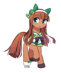 Size: 752x899 | Tagged: safe, artist:zzekzzek2, derpibooru import, earth pony, pony, anime, crossover, female, image, jpeg, silence suzuka, simple background, uma musume pretty derby