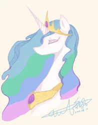 Size: 2048x2617 | Tagged: safe, artist:xiaosu70839, derpibooru import, princess celestia, alicorn, pony, bust, female, image, mare, png, portrait, simple background, solo, yellow background