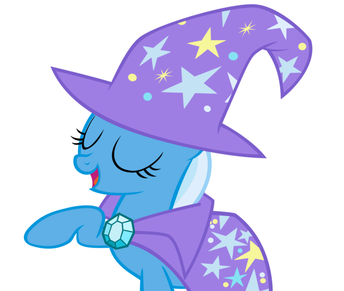 Size: 1600x1354 | Tagged: safe, artist:orschmann, derpibooru import, trixie, pony, unicorn, cape, clothes, eyes closed, female, hat, horn, image, mare, open mouth, png, simple background, solo, solo female, transparent background, trixie's cape, trixie's hat, vector