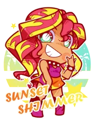 Size: 603x776 | Tagged: safe, artist:yokokinawa, derpibooru import, kotobukiya, sunset shimmer, chibi, image, kotobukiya sunset shimmer, png, white pupils