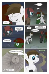 Size: 2024x3074 | Tagged: safe, artist:bruinsbrony216, derpibooru import, oc, oc:iron sights, oc:patchwork, unofficial characters only, pegasus, pony, unicorn, comic:fallout equestria: grounded, fallout equestria, comic, horn, image, male, png