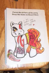 Size: 403x604 | Tagged: safe, artist:randomproxy, derpibooru import, ponified, earth pony, pony, g3, coloring book corruptions, god of war, image, jpeg, kratos, solo, traditional art