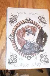 Size: 403x604 | Tagged: safe, artist:randomproxy, derpibooru import, ponified, pony, g3, coloring book corruptions, gears of war, image, jpeg, marcus fenix, solo, traditional art