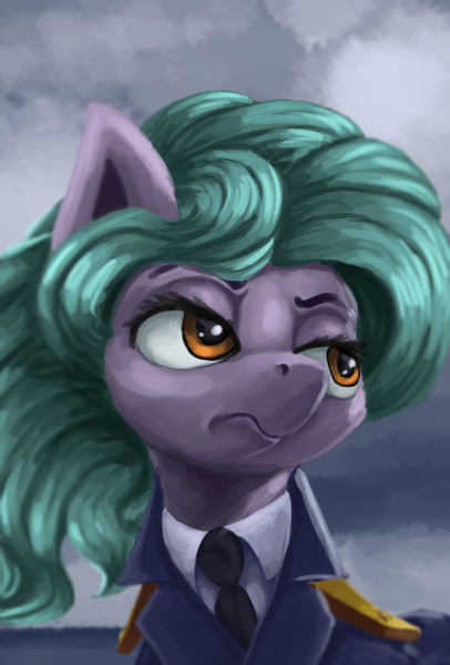 Size: 3096x4572 | Tagged: safe, artist:ryanmandraws, derpibooru import, oc, oc:clam chowder, unofficial characters only, earth pony, pony, equestria at war mod, bust, clothes, image, necktie, ocean, png, portrait, solo, uniform, water