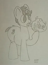 Size: 3456x4608 | Tagged: suggestive, artist:mint pill, derpibooru import, oc, oc:mint pill, unofficial characters only, pony, unicorn, belly, burp, butt, fat, horn, image, jpeg, large butt, male, male oc, photo, solo, stallion, traditional art