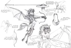 Size: 1800x1211 | Tagged: safe, artist:baron engel, derpibooru import, oc, unofficial characters only, bat pony, pony, arrow, bat pony oc, bat wings, bow (weapon), bow and arrow, ergonomics, image, jpeg, solo, weapon, wings