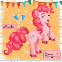 Size: 1580x1580 | Tagged: safe, artist:liliart1211, derpibooru import, pinkie pie, earth pony, pony, adorable face, cute, digital art, digital painting, fanart, g4, happy, image, jpeg, smiling