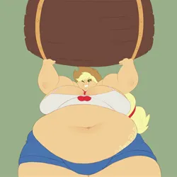 Size: 3000x3000 | Tagged: suggestive, artist:choccopudding, derpibooru import, applejack, human, equestria girls, applefat, barrel, belly, belly button, big belly, big breasts, breasts, busty applejack, chubby cheeks, fat, female, g4, green background, grin, high res, huge belly, huge breasts, image, jpeg, lifting, morbidly obese, obese, one eye closed, simple background, smiling, solo, strong fat