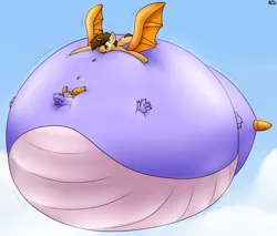 Size: 3344x2844 | Tagged: safe, artist:the-furry-railfan, derpibooru import, oc, oc:bobby seas, dragon, pony, unicorn, cloud, cloudy, disney, epcot, figment, floating, horn, image, inflated tail, inflated wings, inflation, png, puffy cheeks, snuggling, tail, wings