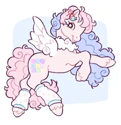 Size: 1546x1593 | Tagged: safe, artist:cocopudu, derpibooru import, oc, unofficial characters only, pegasus, pony, g2, clothes, commission, female, image, leg warmers, mare, neck fluff, passepartout, png, rearing, ribbon, simple background, solo, spread wings, starry eyes, unshorn fetlocks, white background, wingding eyes, wings