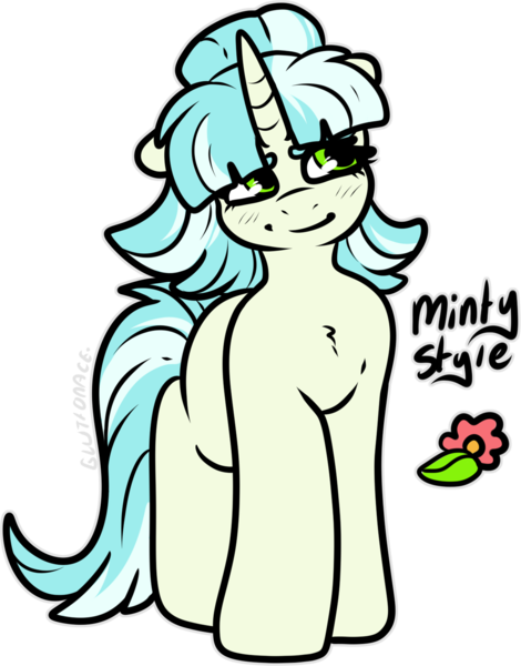 Size: 1227x1565 | Tagged: safe, artist:sexygoatgod, derpibooru import, oc, oc:minty style, unofficial characters only, pony, unicorn, adoptable, female, horn, image, parent:coco pommel, parent:lyra heartstrings, parents:lyracoco, png, simple background, solo, transparent background