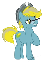 Size: 7469x10582 | Tagged: safe, artist:kaitykat117, derpibooru import, oc, oc:husk breeze(kaitykat), base used, cowboy hat, glasses, hat, hoof on chest, image, png, short tail, simple background, smiling, tail, transparent background, vector