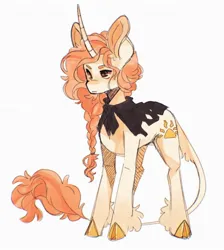 Size: 1440x1606 | Tagged: safe, artist:m00nkachu, derpibooru import, oc, unofficial characters only, classical unicorn, pony, unicorn, cape, clothes, cloven hooves, female, horn, image, jpeg, leonine tail, mare, simple background, solo, unshorn fetlocks, white background