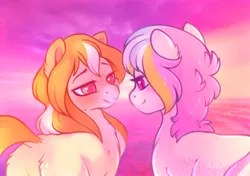 Size: 704x497 | Tagged: safe, artist:sekuponi, ponerpics import, ponybooru import, oc, unofficial characters only, pony, female, image, looking at each other, mare, png
