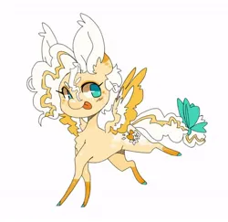 Size: 672x652 | Tagged: safe, artist:m00nkachu, derpibooru import, oc, unofficial characters only, pegasus, pony, bow, colored wings, female, image, jpeg, mare, simple background, solo, tail, tail bow, tongue out, white background, wings