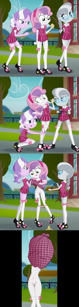 Size: 1280x4964 | Tagged: explicit, artist:ohohokapi, banned from derpibooru, diamond tiara, silver spoon, sweetie belle, equestria girls, assisted exposure, banana, child, clothes, comic, dress, exhibitionism, female, females only, food, humiliation, image, jpeg, lolicon, mary janes, molestation, nudity, panties, panties pulled down, personal space invasion, prank, public, public humiliation, school, school uniform, schoolgirl, shoes, socks, tape, thigh highs, underage, underwear, undressing, vulva