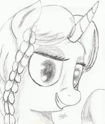 Size: 2467x2896 | Tagged: safe, artist:bjsampson, derpibooru import, oc, oc:marker pony, unofficial characters only, unicorn, 4chan, charcoal (medium), female, horn, image, imminent boop, jpeg, looking at you, smiling, smiling at you, solo, traditional art