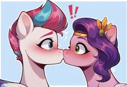 Size: 1216x832 | Tagged: suggestive, ai content, anonymous prompter, derpibooru import, machine learning generated, stable diffusion, pipp petals, zipp storm, pegasus, g5, blushing, exclamation point, female, generator:pony diffusion v6 xl, image, incest, kiss on the lips, kissing, lesbian, png, royal sisters (g5), ship:petalstorm, shipping, siblings, sisters, surprise kiss, surprised, wide eyes, wings