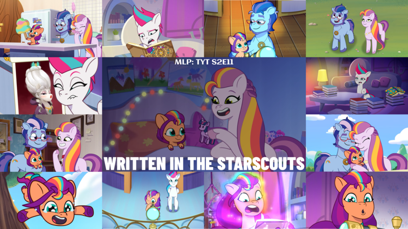 Size: 1978x1113 | Tagged: safe, derpibooru import, edit, edited screencap, editor:quoterific, screencap, sunny starscout, zipp storm, pony, g5, my little pony: tell your tale, spoiler:g5, spoiler:my little pony: tell your tale, argyle starshine, baby, baby pony, baby sunny starscout, family, father and child, father and daughter, female, filly, filly sunny starscout, food, image, male, mane stripe sunny, mother and child, mother and daughter, png, popsicle, sunny starscout's mother, written in the starscouts, younger