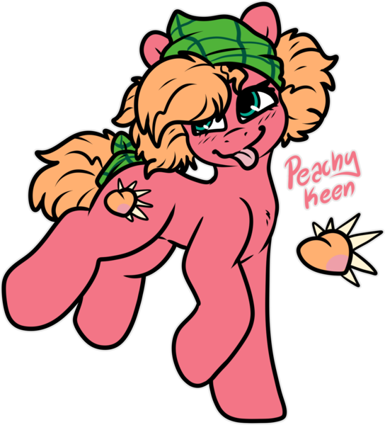 Size: 1524x1680 | Tagged: safe, artist:sexygoatgod, derpibooru import, oc, oc:peachy keen, unofficial characters only, earth pony, pony, adoptable, image, magical lesbian spawn, offspring, parent:applejack, parent:pinkie pie, parents:applepie, png, simple background, solo, transparent background