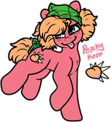 Size: 1524x1680 | Tagged: safe, artist:sexygoatgod, derpibooru import, oc, oc:peachy keen, unofficial characters only, earth pony, pony, adoptable, image, magical lesbian spawn, offspring, parent:applejack, parent:pinkie pie, parents:applepie, png, simple background, solo, transparent background