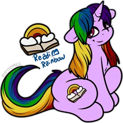 Size: 1555x1561 | Tagged: safe, artist:sexygoatgod, derpibooru import, oc, oc:reading rainbow, unofficial characters only, pony, unicorn, adoptable, female, horn, image, magical lesbian spawn, offspring, parent:rainbow dash, parent:twilight sparkle, parents:twidash, png, simple background, solo, transparent background