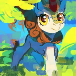 Size: 1500x1500 | Tagged: safe, artist:vradurenu, derpibooru import, autumn blaze, kirin, pony, female, image, jpeg, looking at you, mare, solo