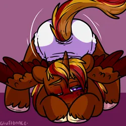 Size: 2000x2000 | Tagged: suggestive, artist:sexygoatgod, derpibooru import, oc, unofficial characters only, alicorn, pony, adult foal, blushing, butt shake, diaper, diaper fetish, face down ass up, female, fetish, image, jacko challenge, meme, non-baby in diaper, one eye closed, png, solo, tail, tail wag, unshorn fetlocks