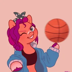 Size: 2480x2480 | Tagged: safe, artist:starburstuwu, derpibooru import, sunny starscout, earth pony, pony, g5, basketball, image, jpeg, solo, sports