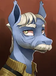 Size: 2340x3150 | Tagged: safe, artist:egil, derpibooru import, oc, oc:dusk wane, unofficial characters only, pony, equestria at war mod, bust, clothes, facial hair, image, moustache, png, portrait, solo