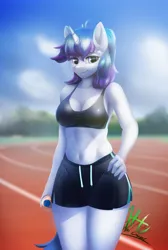 Size: 2119x3151 | Tagged: safe, artist:nihaicreeper, derpibooru import, oc, unofficial characters only, anthro, unicorn, horn, image, jpeg, looking at you, sweat