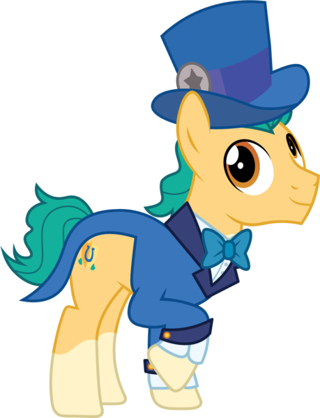 Size: 964x1261 | Tagged: safe, artist:prixy05, derpibooru import, hitch trailblazer, earth pony, pony, g5, bowtie, clothes, g4, g5 to g4, generation leap, hat, image, male, png, simple background, solo, stallion, suit, top hat, transparent background, vector