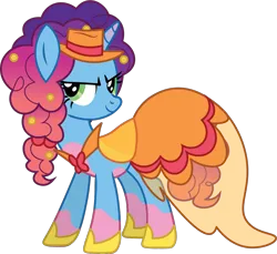 Size: 1208x1106 | Tagged: safe, artist:prixy05, derpibooru import, pony, unicorn, g5, alternate hairstyle, clothes, dress, female, g4, g5 to g4, gala dress, generation leap, hat, horn, image, mare, misty brightdawn, png, rebirth misty, simple background, solo, transparent background, vector