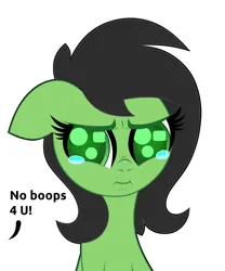 Size: 1500x1800 | Tagged: safe, artist:scandianon, derpibooru import, oc, oc:anonfilly, unofficial characters only, pony, dialogue, female, filly, foal, image, jpeg, sad, scrunchy face, simple background, teary eyes, white background