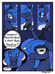 Size: 2202x2950 | Tagged: safe, artist:icey, derpibooru import, princess luna, comic, g4, hoers, image, photo shoot, png, solo, speech bubble