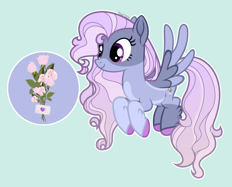 Size: 2173x1748 | Tagged: safe, artist:pastelnightyt, derpibooru import, oc, oc:cupid bouquet, pegasus, pony, female, image, magical lesbian spawn, mare, offspring, parent:lightning dust, parent:rolling thunder, png, solo